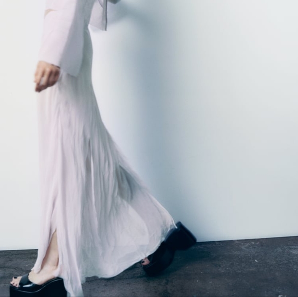 Zara High Waisted Long A-Line Skirt - Picture 4 of 13